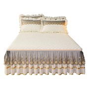 欧式可拆卸夹棉床裙床笠二合一纯色花边单件防滑全包，床罩四季通用
