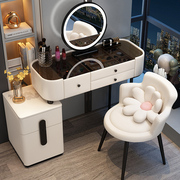 实木岩板梳妆台玻璃轻奢高级卧室，现代简约小户型收纳柜一体化妆桌