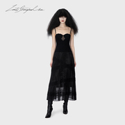 Louisshengchen原创设计师23秋黑色蕾丝百褶连衣裙