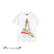 NEXT英国男童装24夏男大童白色NASA彩虹航天飞机火箭短袖T恤
