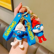 韩国创意可爱蓝精灵，汽车钥匙扣女款小清新钥匙链卡通pvc挂件