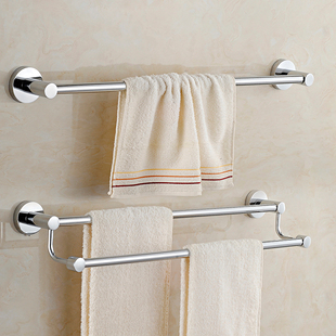 卫生间毛巾杆不锈钢毛巾架，打孔单杆双杆浴室浴巾，杆免钉挂毛巾架子