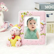 手工彩绘迷你可爱儿童相框摆台3寸婴儿小相架照片框宝宝周岁礼物