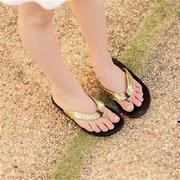 韩国童鞋2021女童，夏季闪亮儿童夹脚人字拖鞋沙滩，海边鞋亲子鞋