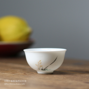 复古传统潮州功夫茶具茶杯彩瓷杯手绘兰花杯小杯工夫茶杯单丛茶杯