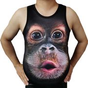搞笑大嘴猩猩背心男肌肉印花3D动物猴子图案t恤大码衣服无袖马甲