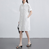 白色polo领衬衫裙女2024年夏季短袖休闲气质显瘦中长款连衣裙