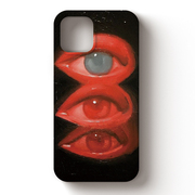正经萍果iphone15pro手机壳黑色红色眼睛ins风小众高级艺术原创13适用12菲林亮面韩国二合一苹果14pro