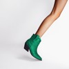欧美外贸绿色水钻马丁靴，坡跟短靴大码粗跟西部靴，满天星高跟及踝靴