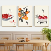 新中式餐厅背景墙挂画2023组合画饭厅装饰画，现代简约厨房壁画