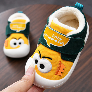学步鞋男宝宝棉鞋0-1-3岁2婴幼儿女童秋冬季软底，防滑加绒加厚鞋子