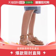 香港直邮潮奢 Topshop 女士 Jax 皮质粗跟搭扣驼色平底凉鞋