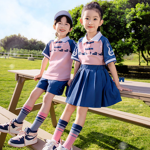 小学生校服夏装蓝色幼儿园园服夏季一年级儿童班服中学生套装订制