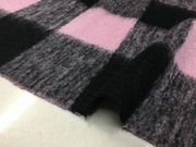秋冬粉色+黑色正方，大格子长毛毛料时装面料，大衣外套羊毛尼布料