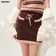 mamc美拉德口袋短款针织裙，2023秋冬仙女裙显瘦高级感包臀裙