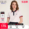 ELLE Active休闲白色百搭运动polo衫女夏季 修身显瘦短袖t恤上衣