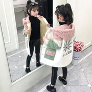 韩国女童貂绒外套2021秋冬装毛毛衣(毛，毛衣)韩版加绒加厚儿童洋气大衣