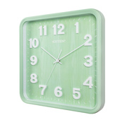 正方形静音绿色挂钟简约时尚，客厅家用现代石英钟，挂表卧室创意
