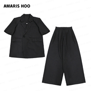 amarishoo设计师款夏季通勤西服短袖宽松西裤套装23q1241