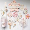 粉色兔宝宝甜品台插牌女宝100天插件周岁兔生日装饰装扮贴纸围边