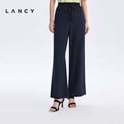 LANCY/朗姿2023夏季高级休闲女高腰真丝直筒裤子法式高级感