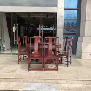 红木家具老挝红酸枝1.38米明式圆餐桌餐台正宗巴里黄檀
