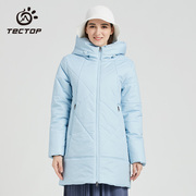 tectop探拓户外女士款，冬季防风加厚保暖棉服，连帽外套中长款棉衣