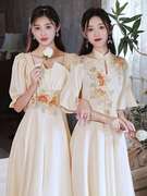 中式伴娘服2023夏季姐妹，团礼服小个子，平时可穿国风旗袍伴娘裙