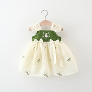 女宝宝裙子0-2-3岁4女童夏装1婴儿绣花衣服洋气6个月女童公主裙