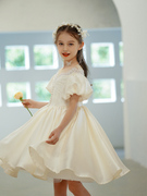 女童礼服夏季短款儿童高端主持人钢琴演奏公主裙小女孩婚礼晚礼服