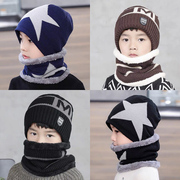 韩版儿童帽子冬季加绒保暖护耳帽男女童宝宝围巾套装小孩套头帽潮