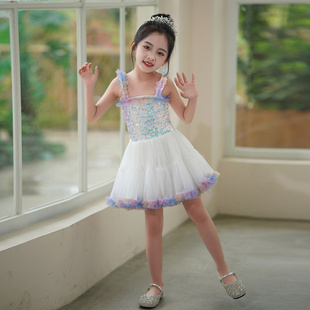 六一女童公主裙芭蕾舞蹈，儿童演出服吊带，连衣柔软网纱蓬蓬裙tutu裙