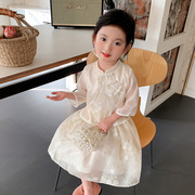 女童汉服套装春秋，2024洋气女宝宝长袖，中国风春季儿童春装裙子