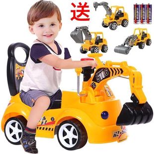 大号儿童挖掘机可骑可坐滑行车，挖土机学步车扭扭车人玩具车工程14
