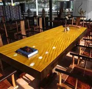 餐桌绿心檀实木大板非洲奥坎，原木书桌黄花梨茶桌茶台红木办公