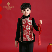 男童唐装中国风童装儿童，马甲秋季背心，汉服秋季套装连衣裙网红装