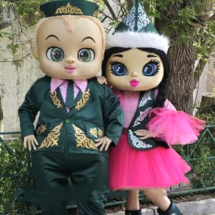 网红情侣款大头娃娃卡通人偶服装人穿行走道具军装娃娃玩偶服装