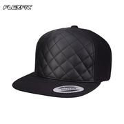 FLEXFIT经典系列棒球帽仿真皮进口休闲嘻哈帽黑色平檐帽子 
