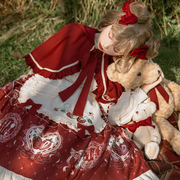 原创草莓日记lolita少女甜美洋装，小红帽围裙斗篷，op长袖套装连衣裙