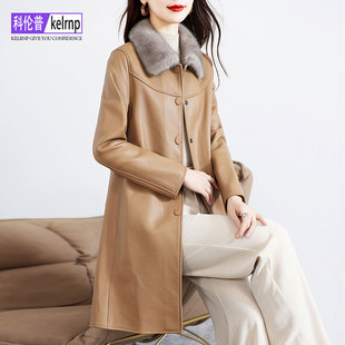 真皮大衣女2025冬皮毛一体水貂毛领头层绵羊皮衣拆卸鹅绒羽绒外套