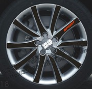 奥迪A4L轮毂贴 A4L 专用轮毂碳纤维贴纸 改装轮毂车贴 A款
