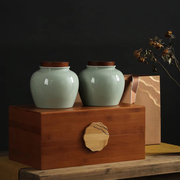 高端竹盒陶瓷罐茶叶包装盒，空礼盒绿茶明前龙井，碧螺春竹礼盒装空盒