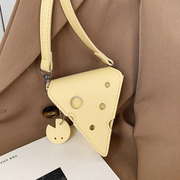 2022小众设计时尚可爱迷你单肩包洞洞奶酪三角口红耳机斜挎包