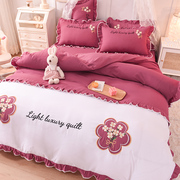 小仙女风刺绣被套纯棉，四件套公主风床裙，全棉床单被套床笠网红被罩