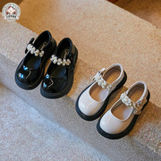 女童韩系公主圆头单鞋2022夏季儿童黑皮鞋春秋学生表演小皮鞋