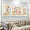 欧式客厅装饰画沙发背景墙壁画简欧花卉三联画美式轻奢墙画文艺风
