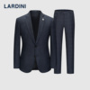 lardini暗格纹纯羊毛西服男商务，职业通勤正装单排扣结婚西装套装