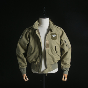 空军夹克短款水洗工装飞行服外套，复古ma1纯棉飞行员男式m65卡其色