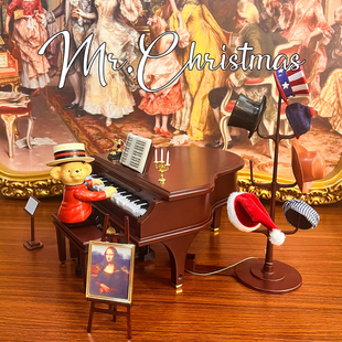 美国圣诞先生Mrchristmas木质泰迪熊钢琴音乐盒送女生日情人礼物