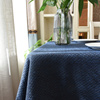 蓝色餐桌布艺北欧轻奢长方形，家用纯色棉麻简约现代台布，茶几圆书桌